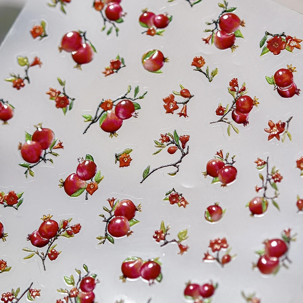 Vintage Granatapfel Litschi Pilz Kürbis Blumen Eichhörnchen Fuchs Apfel Ginkgo Ahornblätter Herbst Katze Nail Art Aufkleber Aufkleber