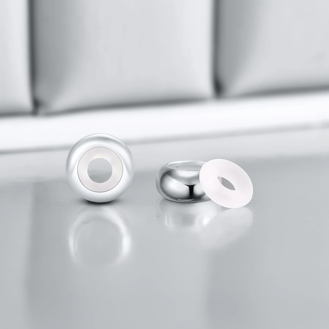 925 Silver Spacer Beads For Necklace Bracelet Jewelry DIY Making Sterling Beads Silicone Stoppers Silver Beads Rubber Stoppers