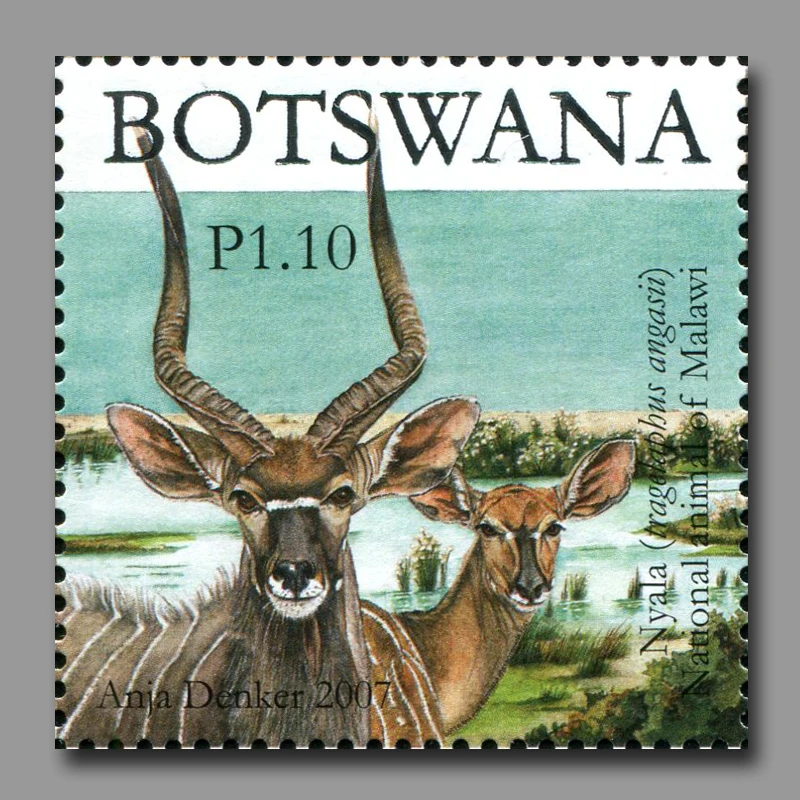 Botswana-Poststempel, Porto, Y2007, nationale Tiere, 1 Blatt 5, komplett neu, postfrisch, Sammlerstempel, Material für Scrapbooking – Detail 3