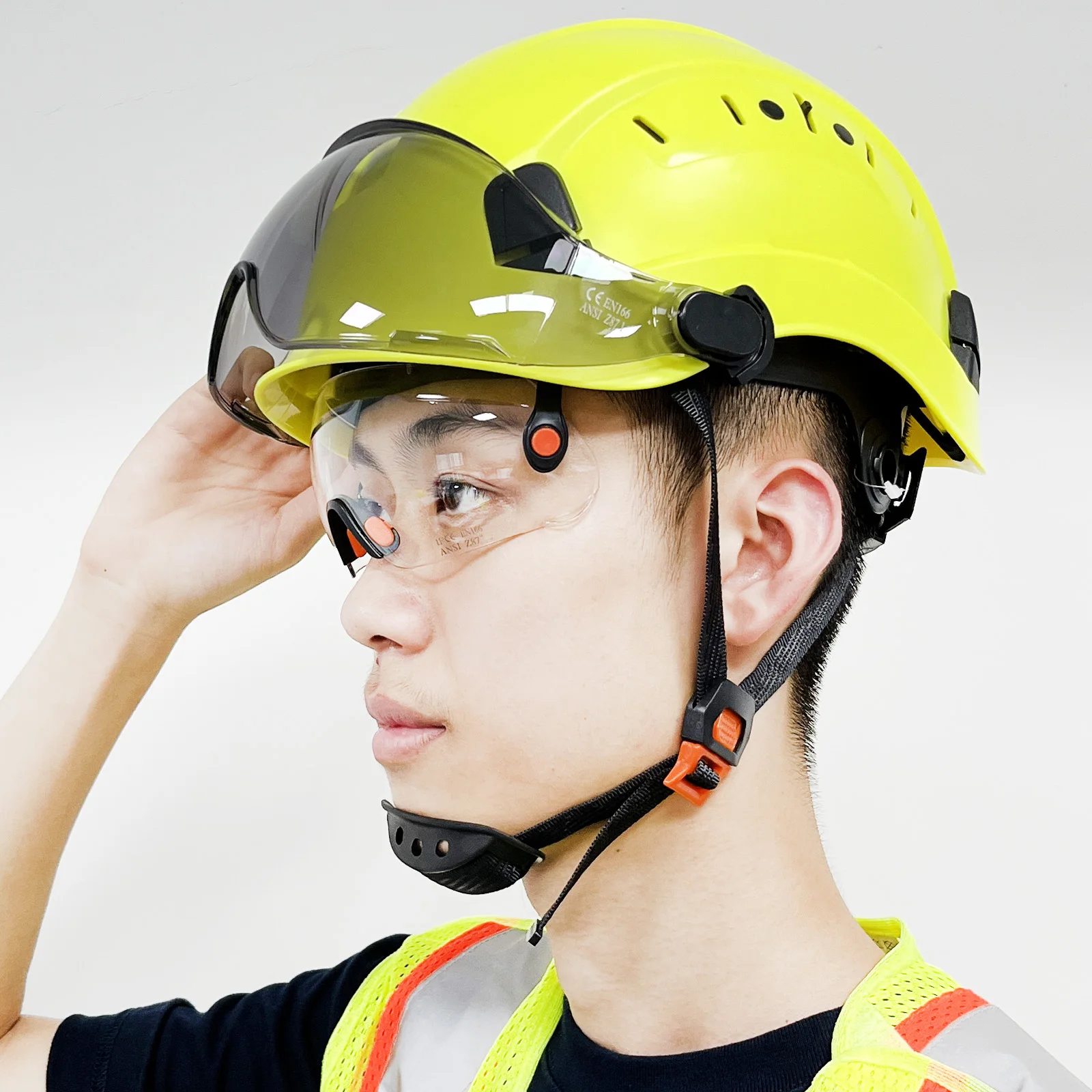 New Type Construction Safety Helmet With Visor Goggles For Engineer ABS Hard Hat ANSI Industrial Work Cap Head Protection