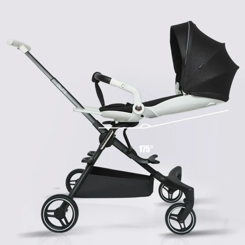 Aluminum Alloy Frame Baby Strollers, High Landscape Two-way Trolley Lightweight Folding Can Sit and Lie Down Baby Pushchair