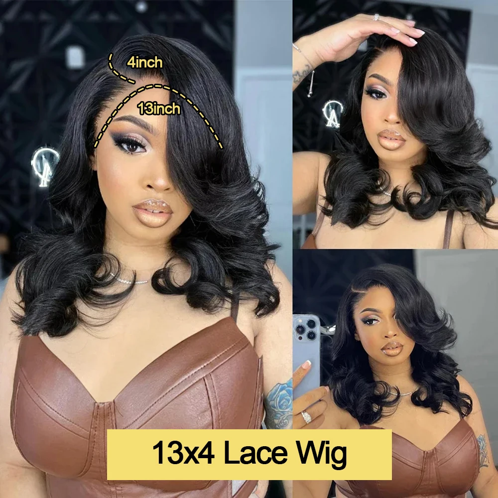 250 كثافة قصيرة بوب الجسم موجة 13x6 HD الدانتيل أمامي خصلات الشعر المستعار الإنسان 100% شعر الإنسان جاهز لارتداء 7x5 شعر مستعار بدون صمغ قبل قطعها