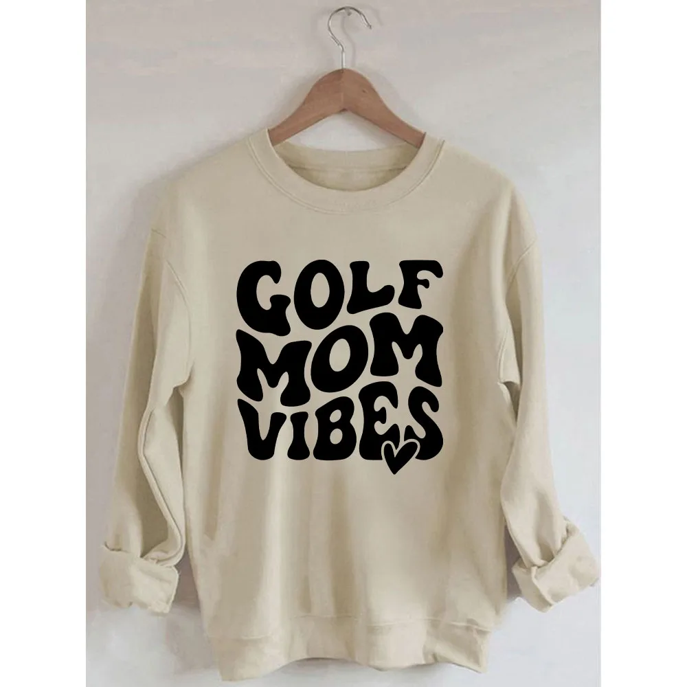 Rheaclots Women's Golf Mom Vibes Printed Cute Long Sleeves Sweatshirt