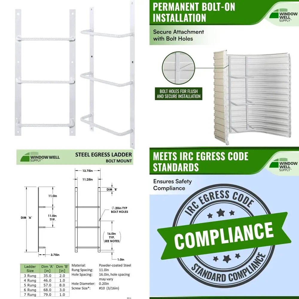 

sturdy steel egress ladder for basement windows - reliable emergency exit solution