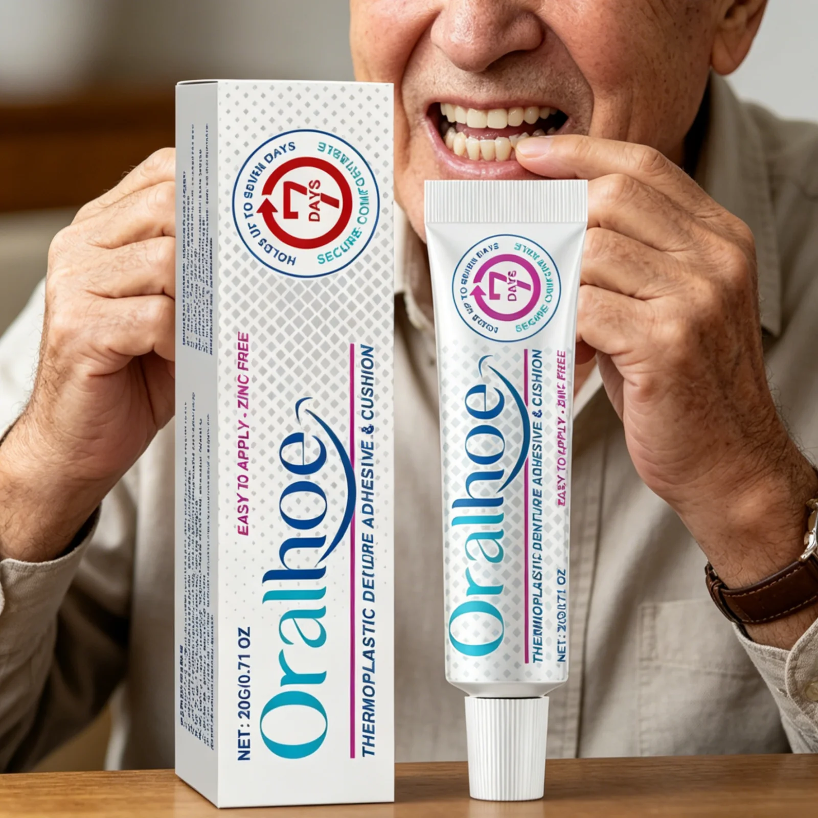 Oralhoe Denture Adhesive Glue Long Lasting Hold Gum Protection Improve Comfort Easy Use Thermoplastic Denture Adhesive Cushion