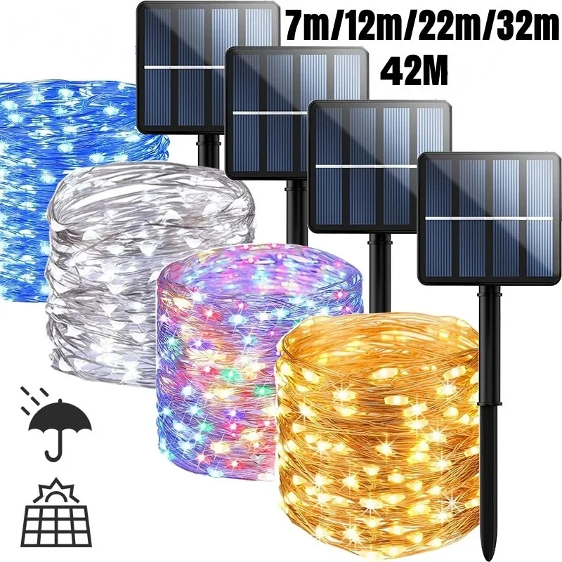 

7m/12m/22m/32m/42m LED Solar String Light Outdoor Garden Fairy Lights 1000 Leds Waterproof Lamp for Christmas Party Decor