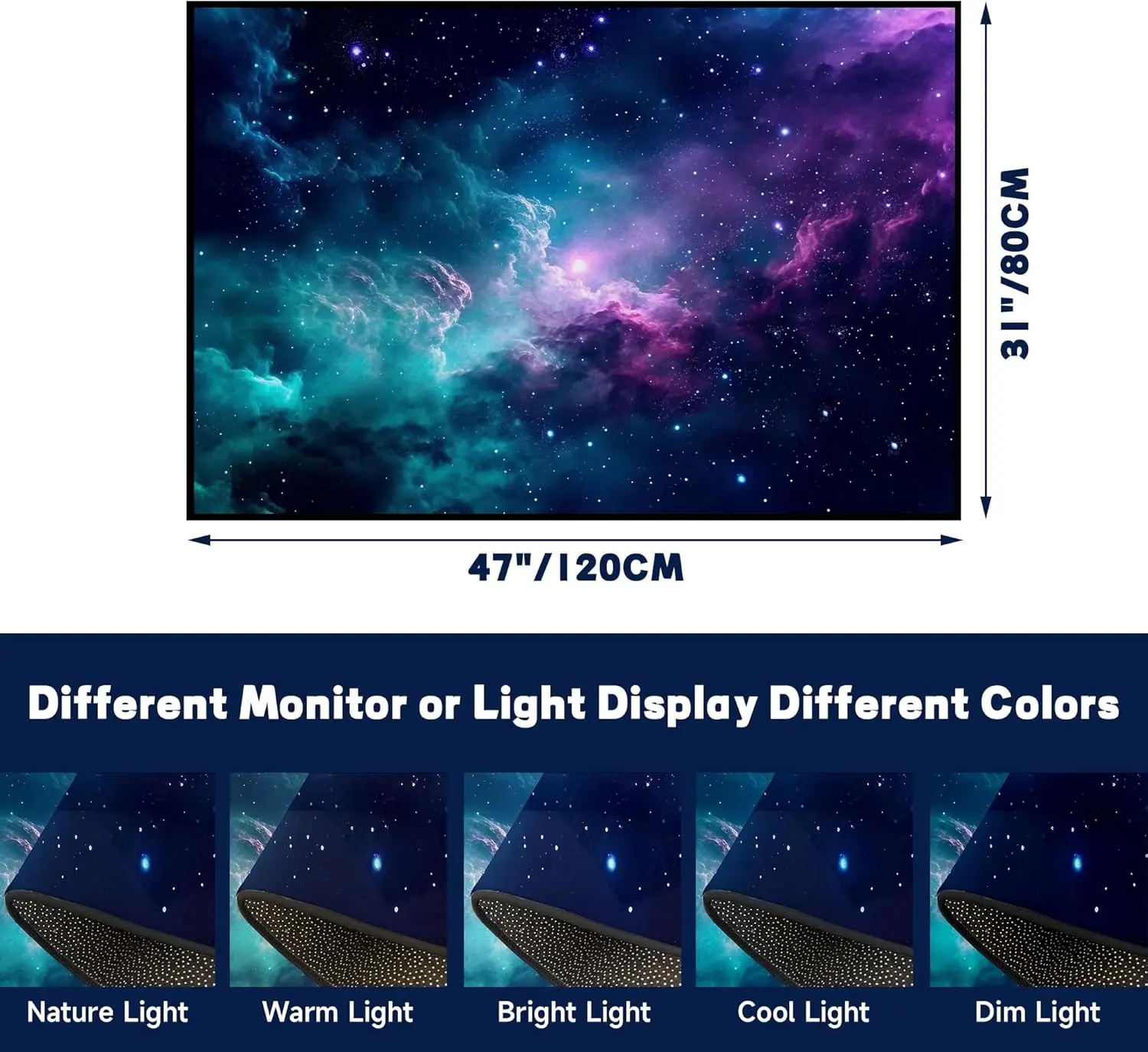 Galaxy Area Rug Dark Blue Outer Space Doormat for Kids Bedroom Living Room Glitter Starry Sky Carpets Throw Rugs, 47'' X 31''