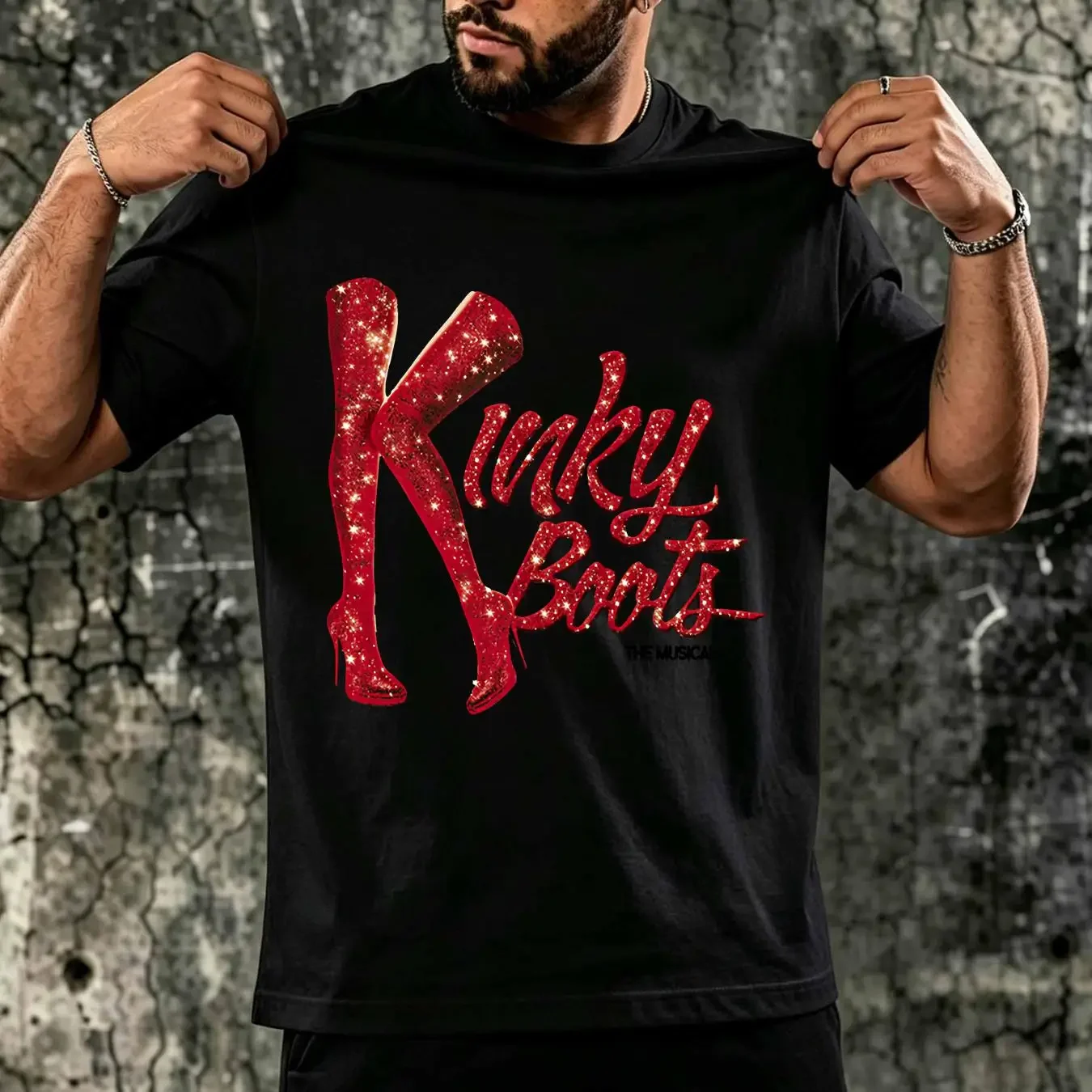 washed T Shirt Kinky Boots The Musical Black Sz XL Broadway Drag Queen Anvil Tag long or short sleeves vintage Washed Stretched