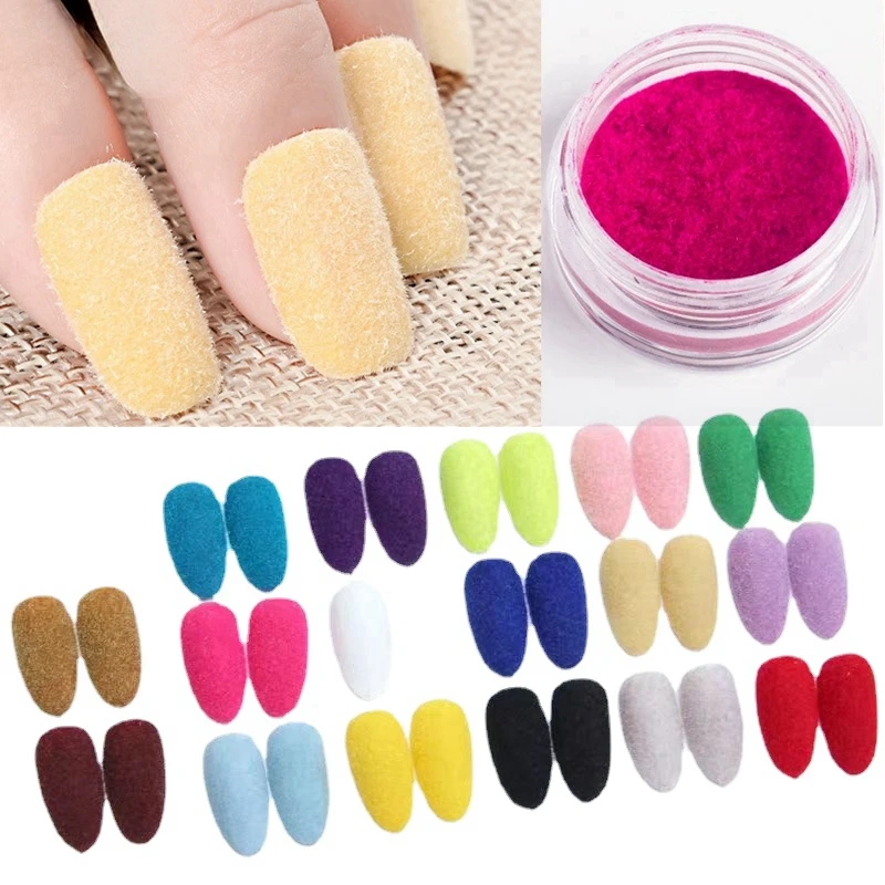 1g/box Xmas Halloween Fuzzy Flocking Velvet Nail Glitter Powder Winter DIY Nail Art Dust Glitters Nail Art Pigment Powder UV Gel