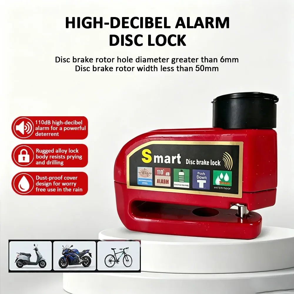 Motorcycle Scooter Disc Brake Alarm Lock Anti-Theft Bicycle Wheel Security Protection Waterproof Aluminum Alloy Anti-Theft Lock
