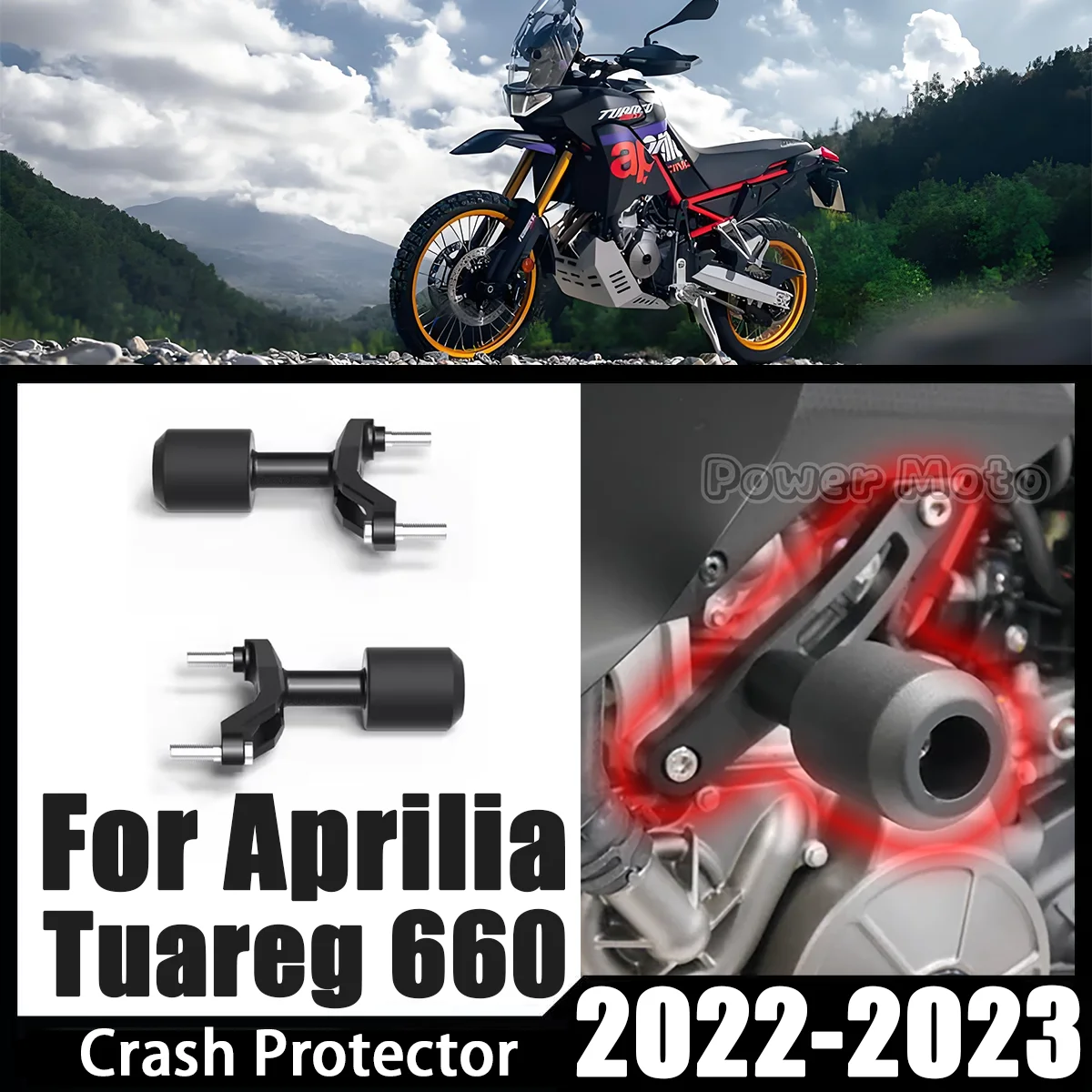 

For Aprilia Tuareg 660 2022-2023 Tuareg660 Motorcycle crash shaft engine stator slide protectors frame crash pads