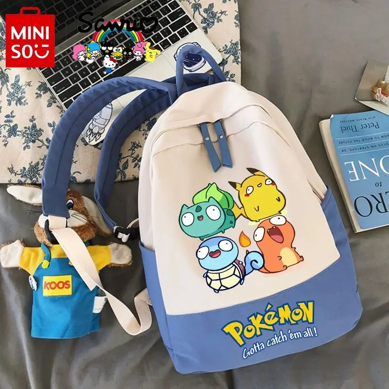 

Miniso Pikachu 2024 New Multi Functional Student Backpack Fashion High Quality Girls' Backpack Cartoon Versatile Boys' Backpack