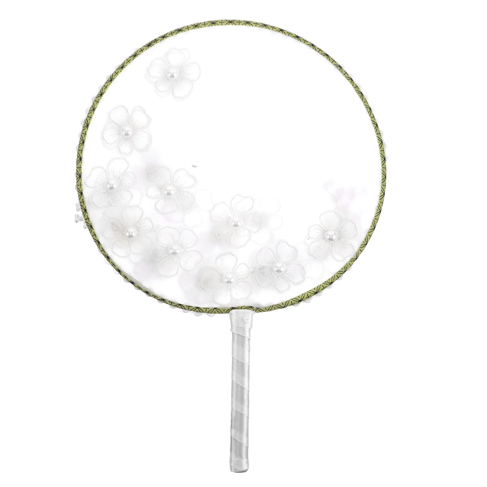 

Elegant Chinese Round Hand Floral Embroidery Decorative Paddle For Wedding Summer Cooling Lightweight Portable Tassel Accent