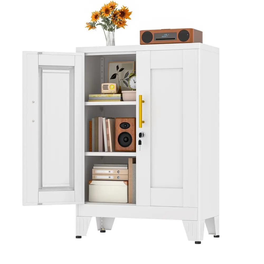 

Металлический шкаф для хранения, высокий шкаф для хранения с замком, 36 дюймов, с 2 регулируемыми полками, стальной органайзер-шкафчик, для офиса, дома, школы