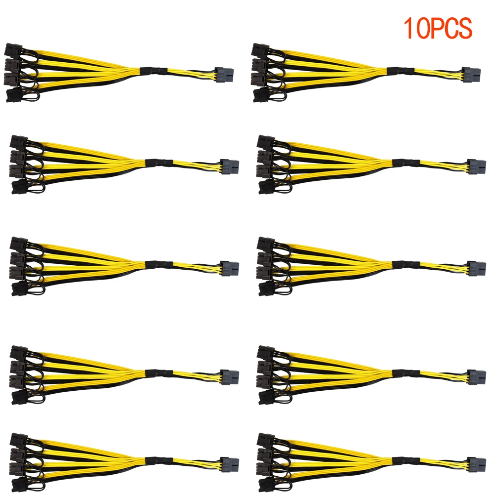 8 Pin to 4pcs*8Pin (6+2) Pin PCI-E Male Splitter Power Extension Adapter Cable for Graphics Card