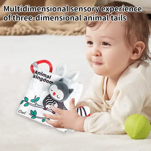 Newborn Baby Soft Cloth Ocean Animals Tail Book Children Sensory Enlightenment Educational Cognitive Learning Book Toys Gift