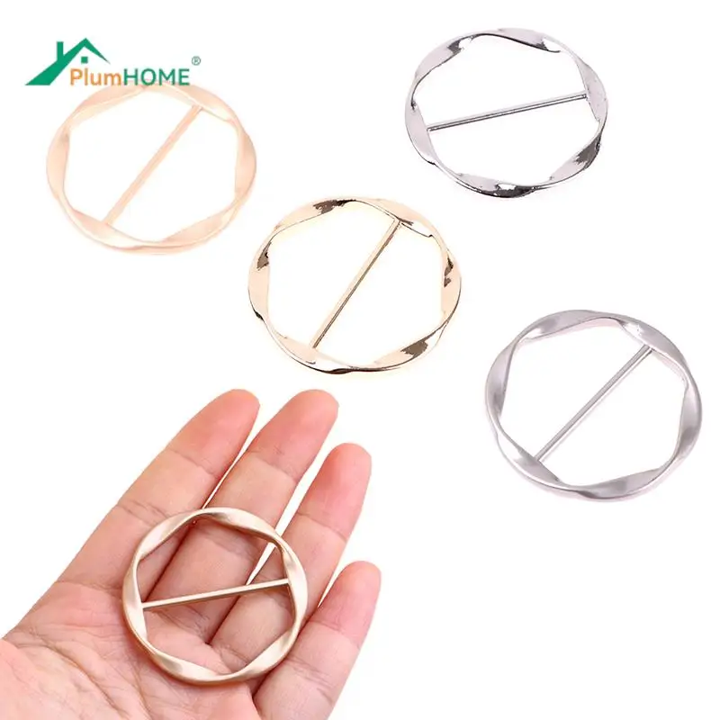 1PCS Round Shape Elegant Tee Shirt Clips Scarf Buckles T Shirt Clip Ring Clothes Corner Knotted Buckles Inner Diameter 3.5cm