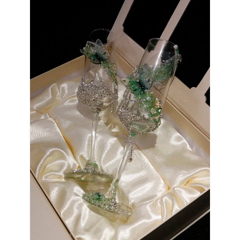 Wedding toast glass Mori champagne glass broken diamonds shining engagement wedding gift for girlfriends DIY material package
