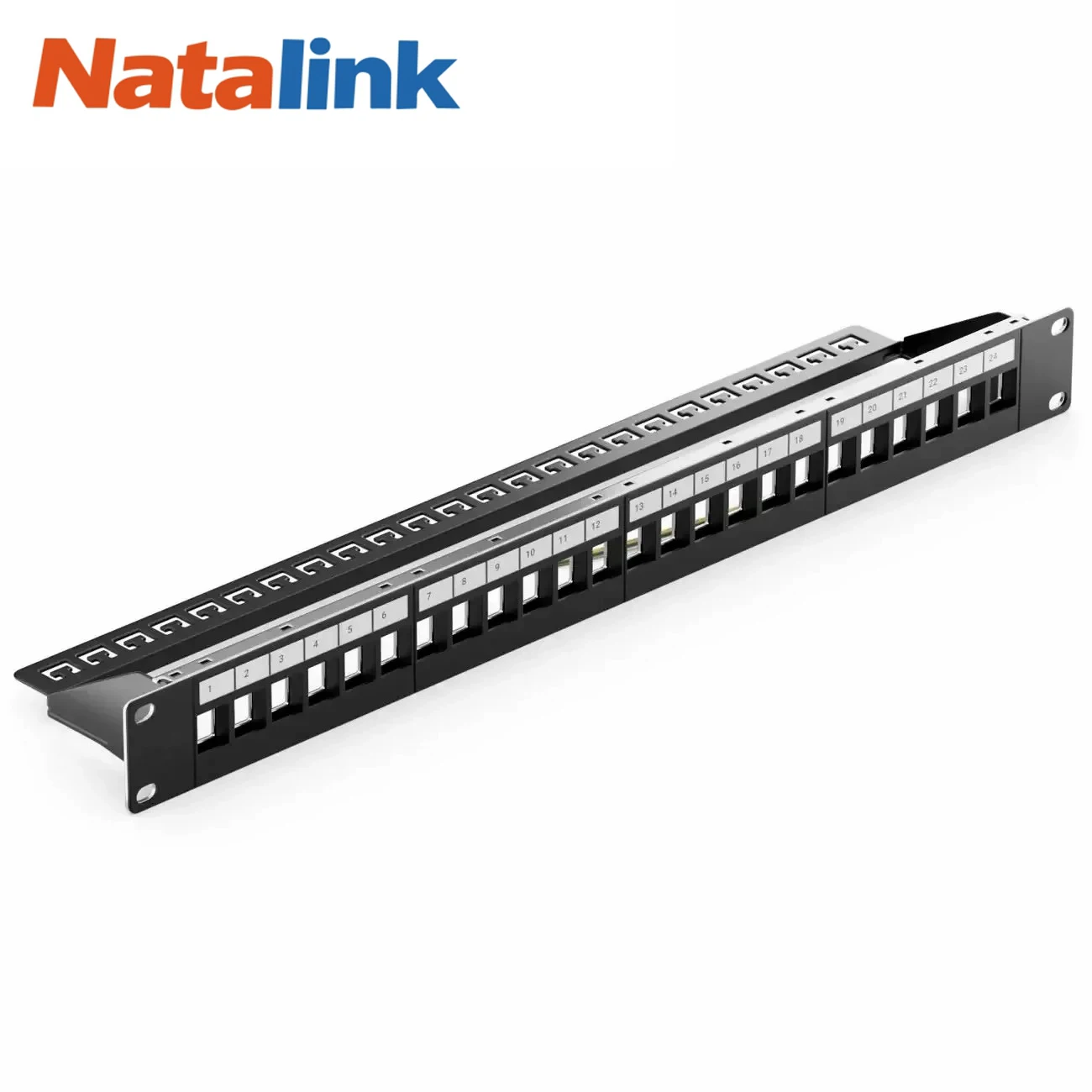 Natalink 24 Port RJ45 Patch Panel Cat6 Feed Through, Coupler Network Patch Panel 19 Inch, Inline Keystone Ethernet Patch Panel