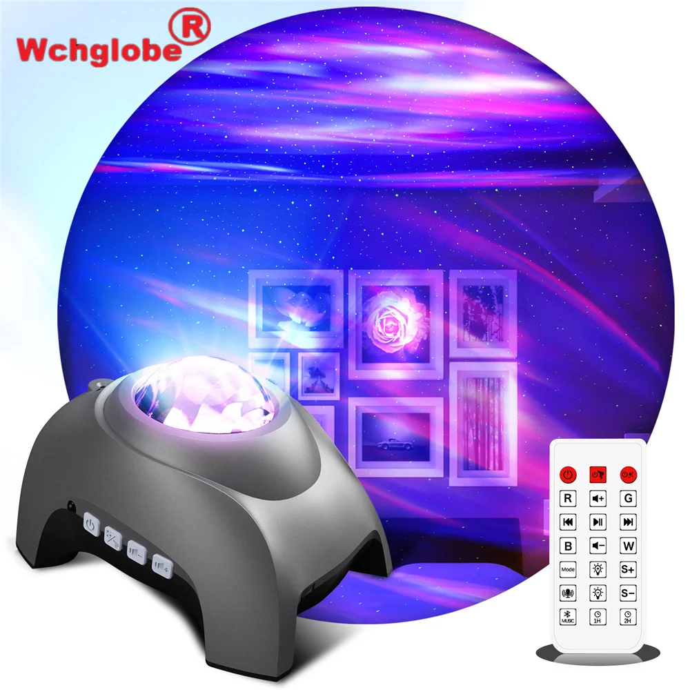 Aurora Projector Lamps with Remote Bluetooth Speaker Aurora Night Light LED Northern 8 Soothing Sound Projector Projection Light