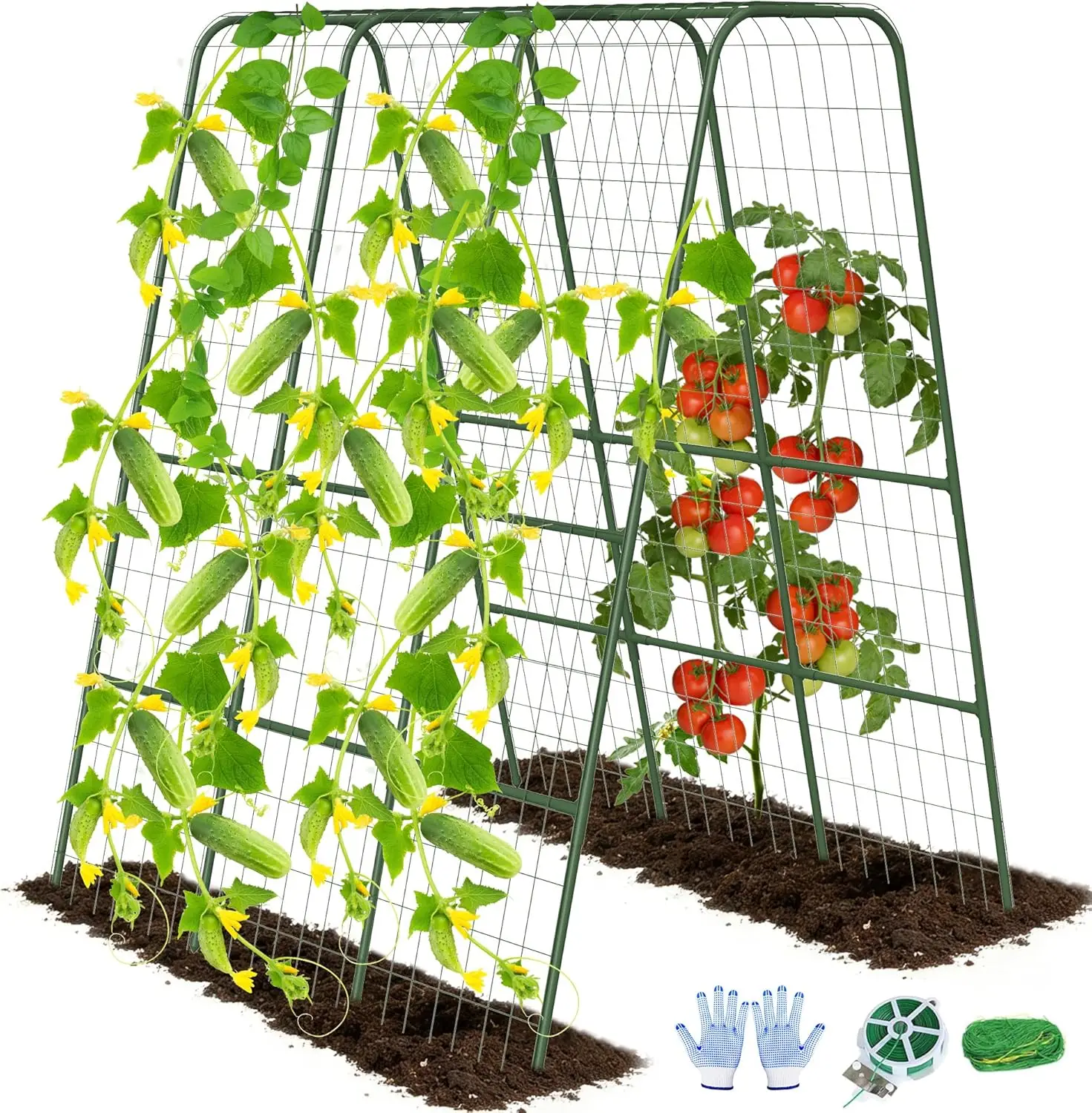

Cucumber Trellis for Raised Bed, 63" Heavy Duty U-Shape Garden Trellis for Climbing Plants Outdoor, Rustproof Plastic Me