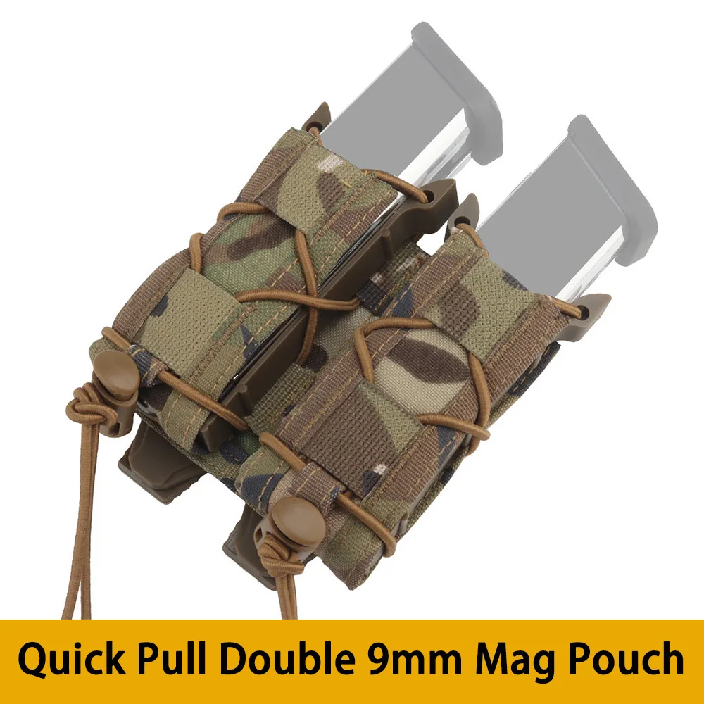 Tactical Double 9mm Magazine Pouch Mag Bag MOLLE Pistol Flashlight Torch Holder Hunting Knife Carrier Airsoft Belt Accessories