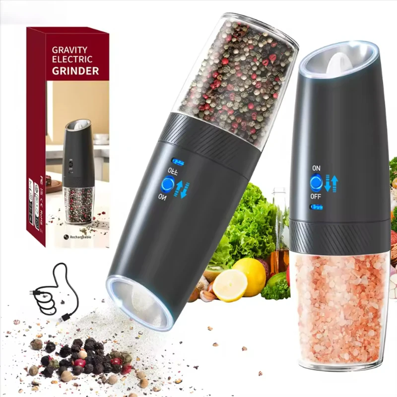

Electric Pepper Mill Salt and Pepper Grinder USB Rechargeable Adjustable Coarseness Automatic Spice Grinders Tools For Kitchen