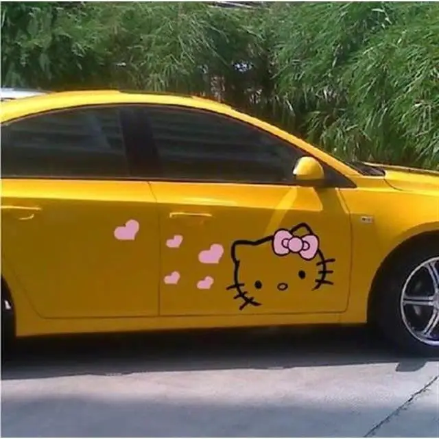 Olá Kitty carro dos desenhos animados, tampa da máquina, Latte bonito, corpo, etiqueta decorativa do carro