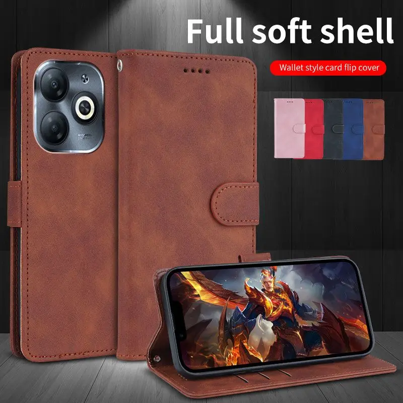 

Кожаный однотонный чехол для телефона с книгами для Infinix Smart8 Plus Smart 7 6 5 2020, противоударный чехол для предотвращения падения старшего возраста