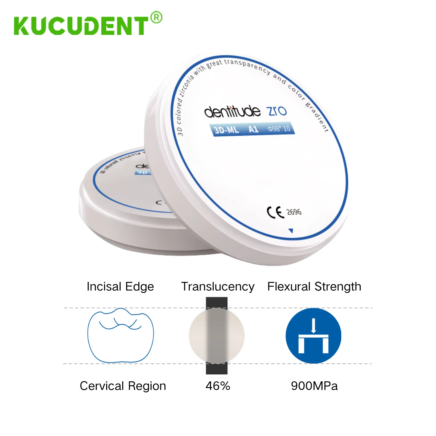 كتلة الزركونيا الأسنية متعددة الطبقات 3D-ML (5 طبقات)، قرص الزركونيا لمختبر الأسنان بحجم 98 مم، مادة أسنان من قرص الزركونيوم لنظام CAD/CAM المفتوح #3