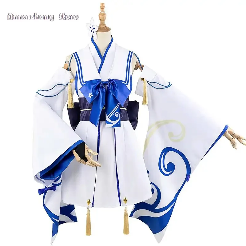 hhh 2025 الأزرق الأرشيف زي Waraku Chise تأثيري كيمونو أنيمي ولعبة المعرض Coser ملابس كاملة حفلة كرنفال الهالوين C