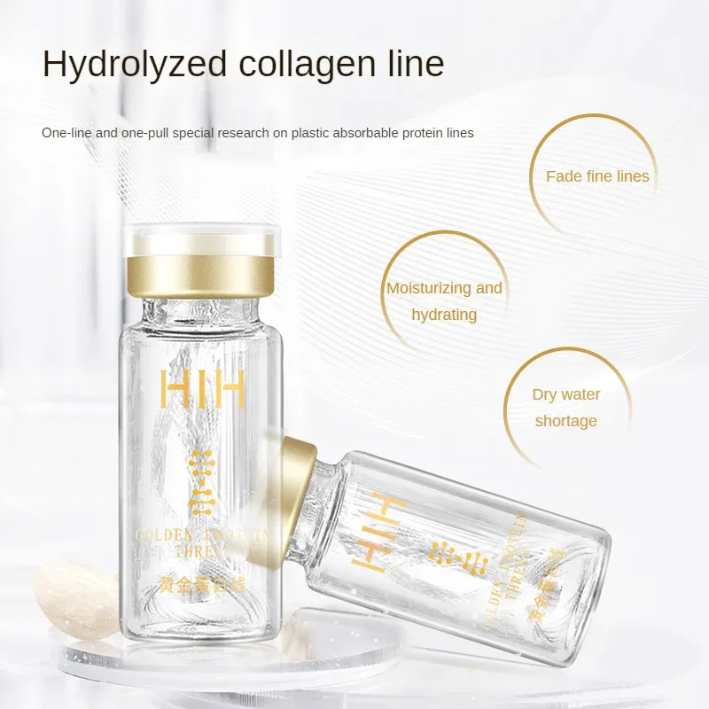 1/2PCS Lines Hydrolyzed Collagen Face Serum Lines Golden Protein Thread Anti-Wrinkle Firming Fine Anti-Aging Whitening Skin Care