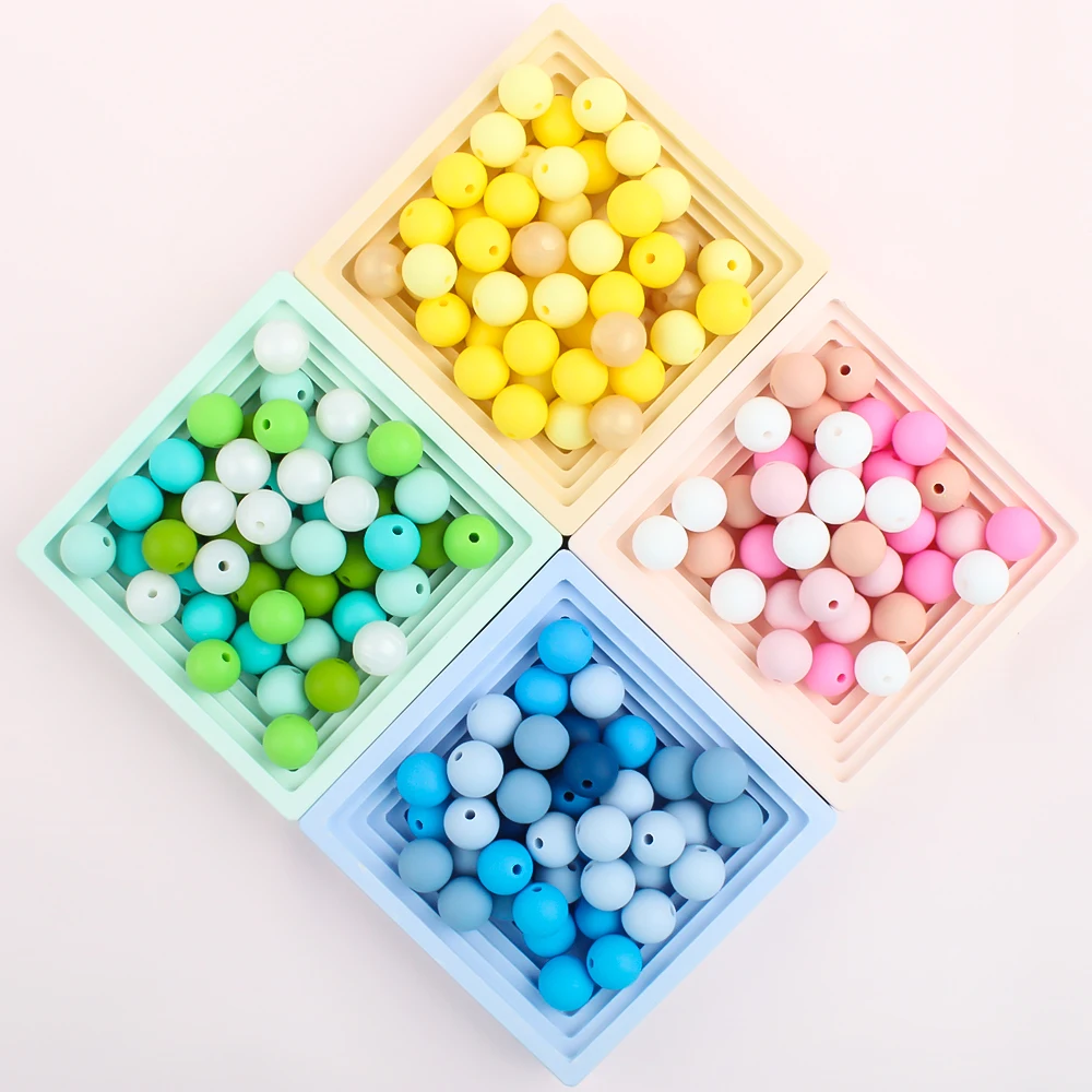 500pcs/lot Silicone Beads 9MM Baby Round Teething Beads Teether BPA Free Focal Bead DIY Necklaces Rattles Chain Accessories