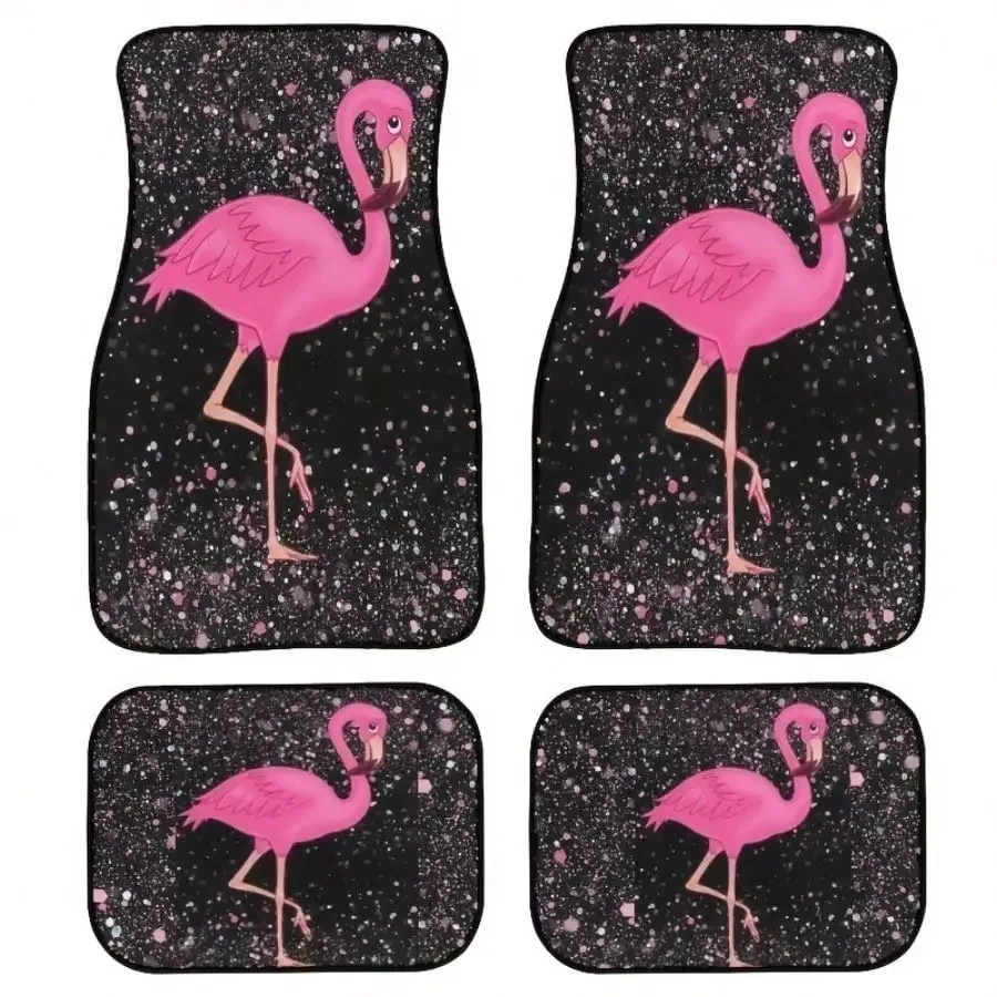 

4-Piece Flamingo Themed Anti-Slip Car Floor Mat Set - Universal, Durable Material, All-Season Vehicle Floor Protection for Front