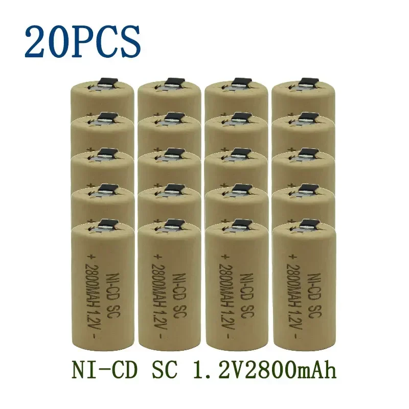 SC Batterijen 2-20 stuks Schroevendraaier Elektrische Boor 1.2V 2200mA h/2800mAh SubC Ni-Cd Oplaadbare Batterij