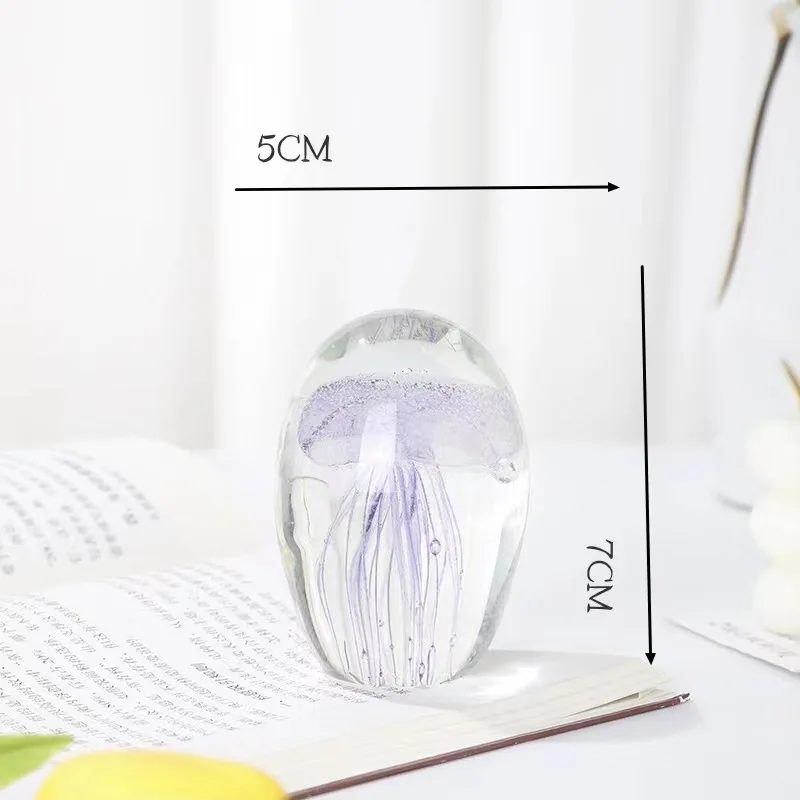 3D Jellyfish Figurines Miniatures Paperweight Glass Fengshui Aquarium Accessories Ornament Gifts Craft Crystal Home Decorat R0P9