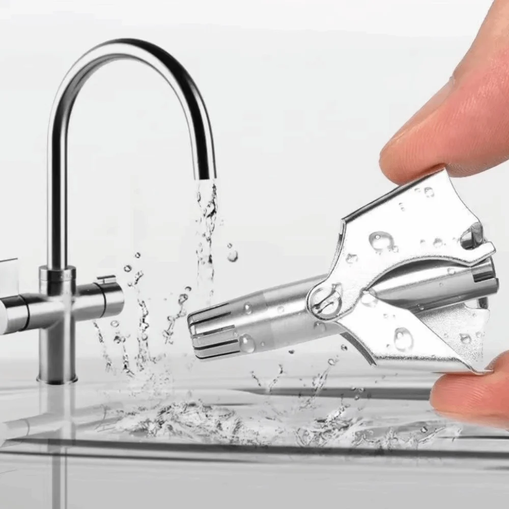 Stainless Steel Nose Grooming Clipper Washable Portable Nasal Grooming Tool Battery Free Rotating Cutter Head