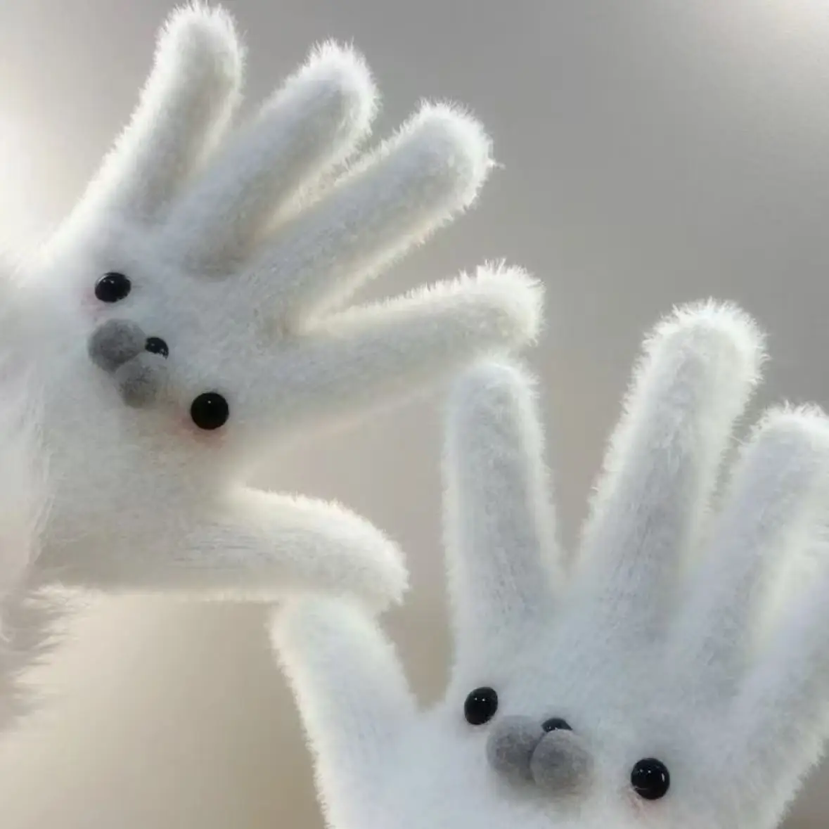 قفازات هالو كيتي الأدبية الرجعية منقوشة كيتي للنساء للتدفئة في الشتاء لطلاب ركوب الدراجات بخمسة أصابع لمنع البرد #4