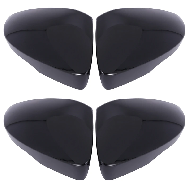 2 Pair Glossy Black Car Rearview Mirror Covers Side Wing Mirror Caps For Skoda Octavia Mk3 A7 5E 2014-2019 For T-ROC