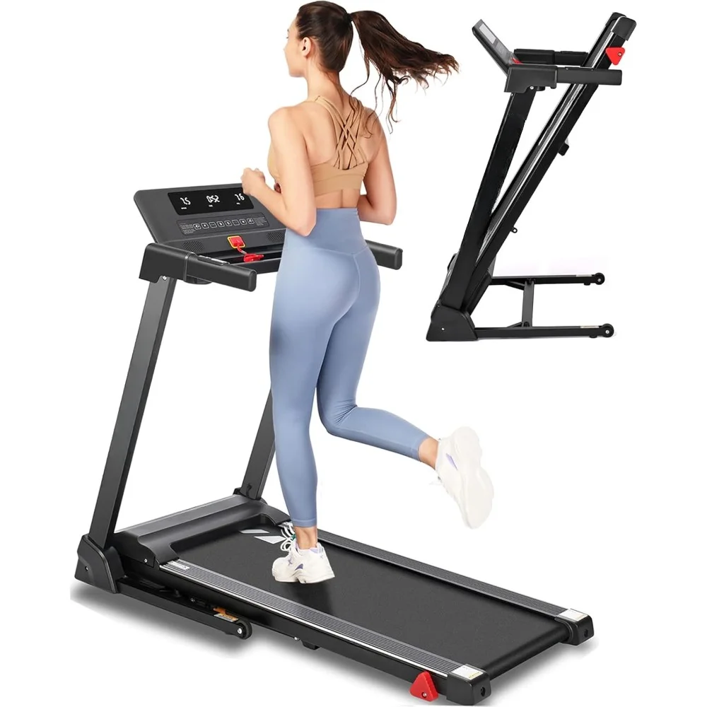 

Treadmill Folding with Incline with 42”x16” Large Running Belt,Heart Rate Monitor,Easy Assembly,64 Preset Programs,7.5 Mph Speed