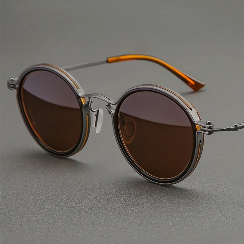 Top Quality Vintage Round Polarized Sunglasses for Men Women Retro Titanium Sun Glasses UV400 Anti-ultraviolet Trendy Sunglass