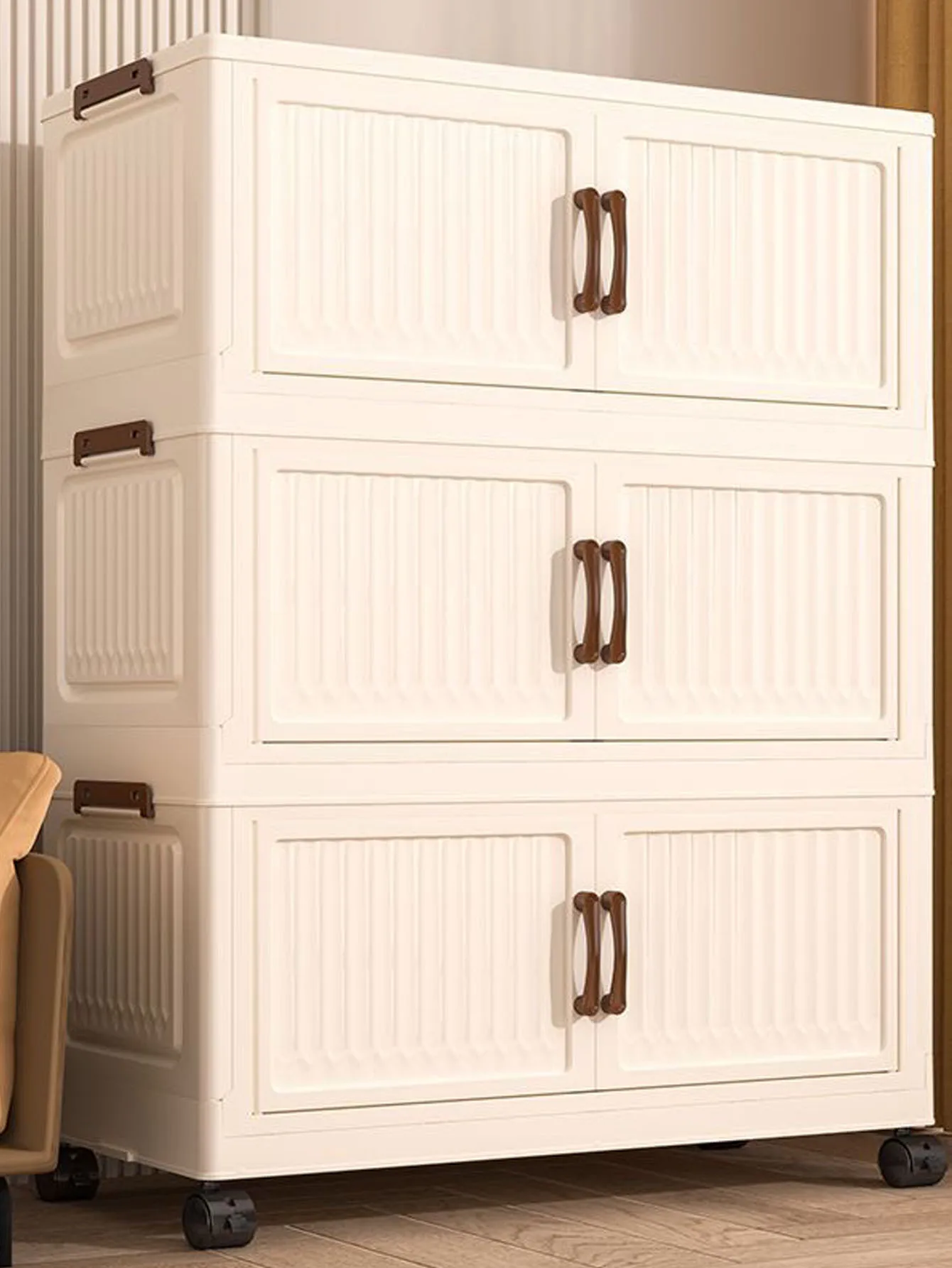

Foldable Plastic Storage Cabinet for Children's Bedroom No-Install Design Home Use Organizer for Toys And Clothes