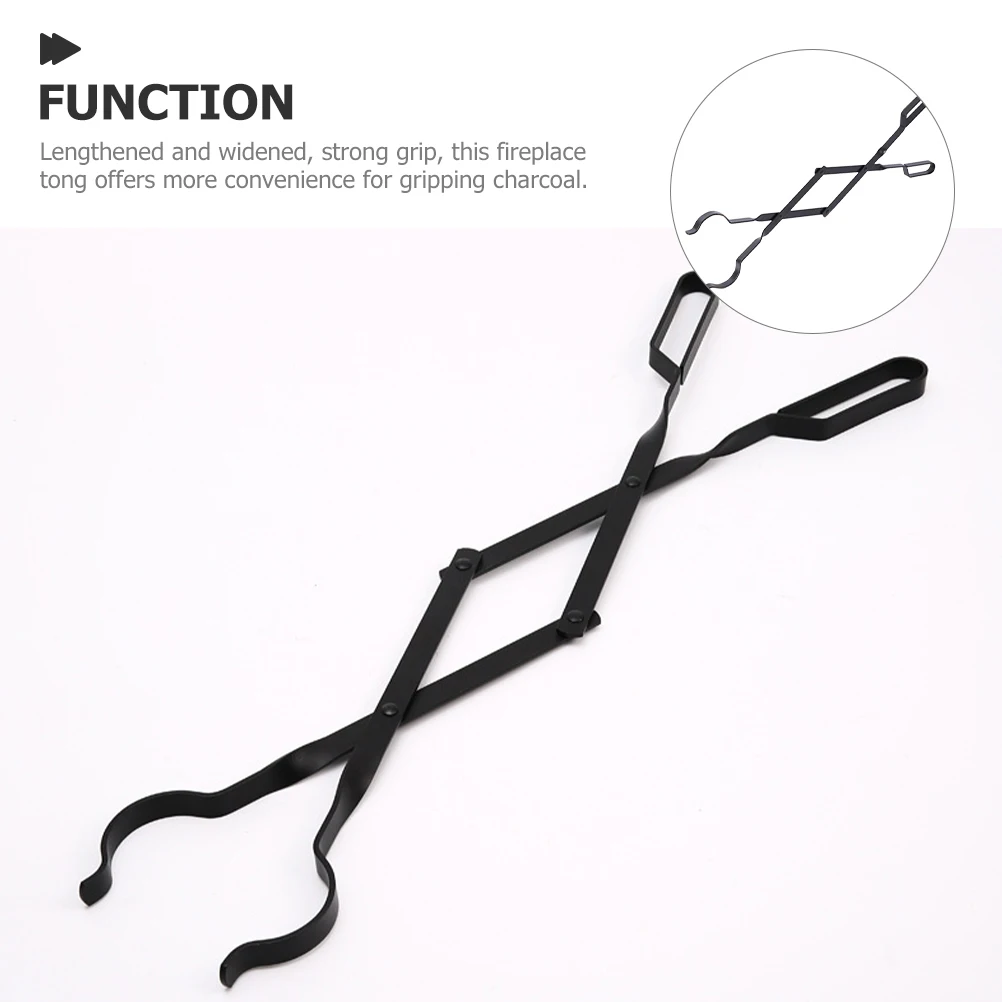 

Fire-resistant Claws Tongs Heavy Duty Firewood Grabber Metal Black Portable Fireplace Tool for BBQ Camping Use