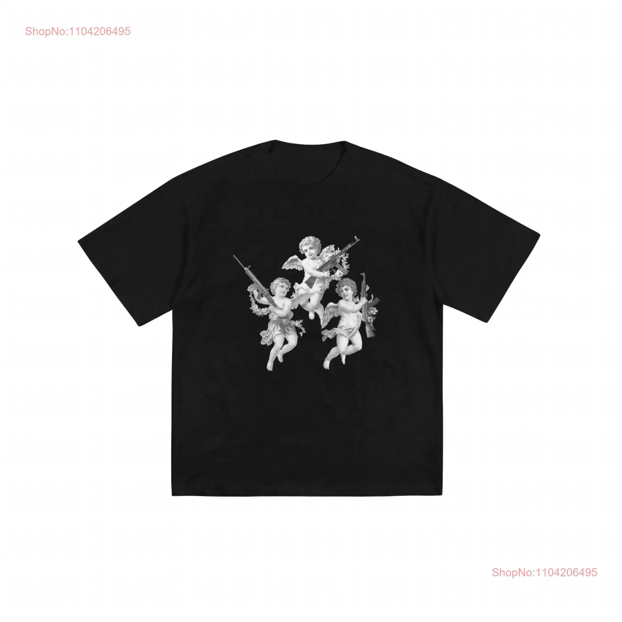 Cherubs with Guns T Shirt Bold Juxtaposition of Innocence and Violence Meets Contrasting Design Modern Edgy Art