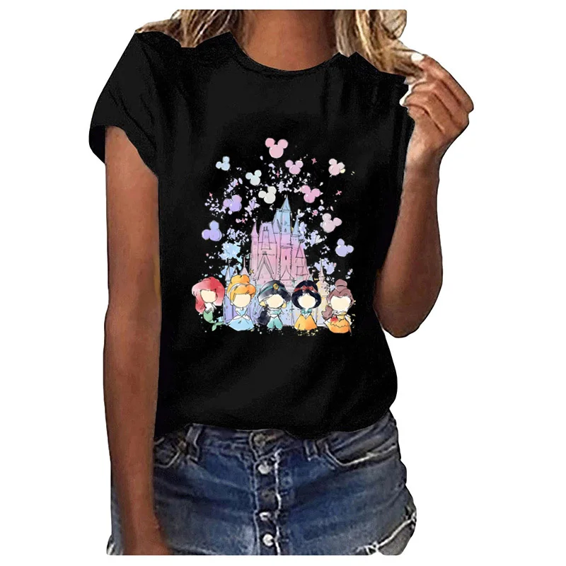 Watercolor Castle Mickey Minnie Stitch Princess Balloon Patches for Clothes Vynil Heat Transfer Stickers Iron on Women Appliqued