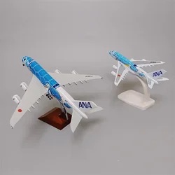 16cm/20cm Alloy Metal Japan ANA Airbus A380 Cartoon Sea Turtle Airlines Diecast Airplane Model Plane Aircraft with Wheels Blue