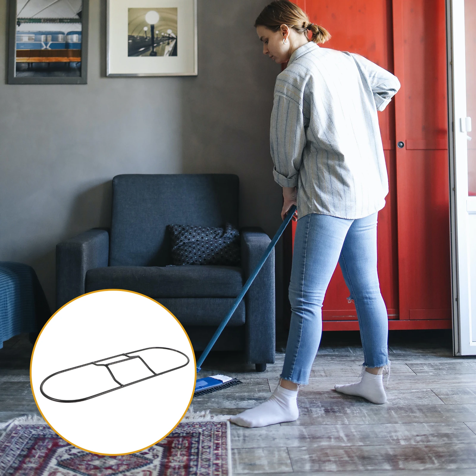 

Dust Mop Frame 40x40 Black Iron Commercial mop support frame floor cleaning accessories cloth head dust push rack