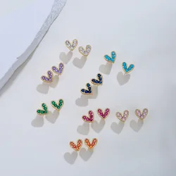 Stylish Minimalist Design Women OL Stud Earrings,Delicate Loving Heart Earrings Party Dating Wedding Jewelry Gift