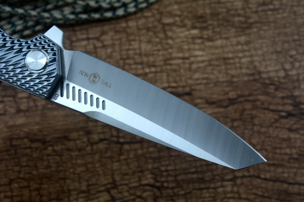 TWOSUN TS16 G10 Folding Knife D2 Satin Blade Ceramic Ball Bearing Washer Outdoor Camping Adventure EDC Knives Gift Tools