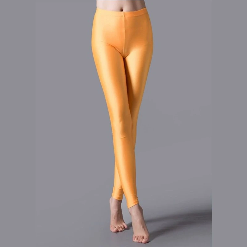 ผู้หญิงสูงเอวกางเกงโยคะGlossyกีฬาTightsออกกำลังกายLeggings NeonsกางเกงขายาวDropshipping